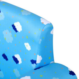 Homcom Cute Cloud Star Child Armchair Seat Wood Frame W/ Footrest Padding Blue - thumbnail 9