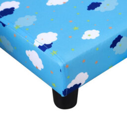Homcom Cute Cloud Star Child Armchair Seat Wood Frame W/ Footrest Padding Blue - thumbnail 8