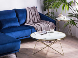 Beliani Coffee Table Meridian Tempered Glass Marble/ Gold - thumbnail 2