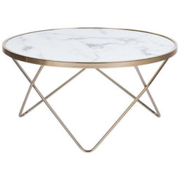 Beliani Coffee Table Meridian Tempered Glass Marble/ Gold - thumbnail 1