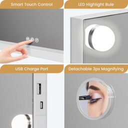 Vanity Makeup Mirror 15 Bulbs 3 Color Modes Wall Or Tabletop 23X18In - thumbnail 5