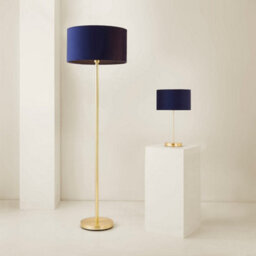 Valuelights Charles Gold Table Lamp With Navy Velvet Shade And Bulb - thumbnail 7