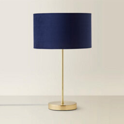 Valuelights Charles Gold Table Lamp With Navy Velvet Shade And Bulb - thumbnail 6