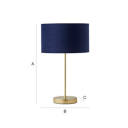 Valuelights Charles Gold Table Lamp With Navy Velvet Shade And Bulb - thumbnail 8