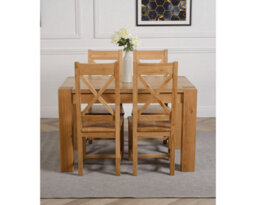 That's Furniture Kuba 125 X 80 Cm Chunky Oak Small Dining Table And 4 Chairs Dining Set With Berkeley Chairs - thumbnail 2