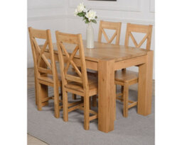 That's Furniture Kuba 125 X 80 Cm Chunky Oak Small Dining Table And 4 Chairs Dining Set With Berkeley Chairs - thumbnail 1