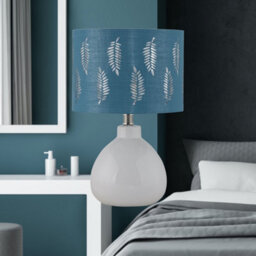 First Choice Lighting Tuscan White Ceramic Lamp With Teal Fern Shade - thumbnail 6
