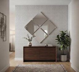 Biznest Pack Of 4 Square Wall Hanging Self-Adhesive Hd Mirror Frameless Design Tiles Mat Diy Art Project Glass Stickers Home 30Cm