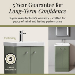 Balterley Flashbrook Modern Bathroom Floor Standing 2 Door Vanity Unit Basin, Satin Green, 505mm - thumbnail 4
