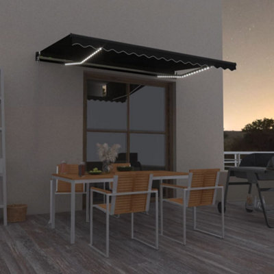 Berkfield Manual Retractable Awning With Led 400X350 Cm Anthracite - image 1