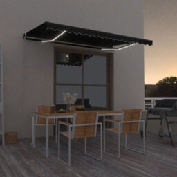 Berkfield Manual Retractable Awning With Led 400X350 Cm Anthracite - thumbnail 1