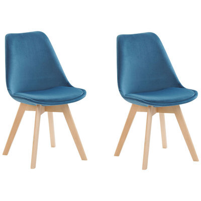 Beliani Set Of 2 Dining Chairs Dakota Ii Velvet Blue - image 1