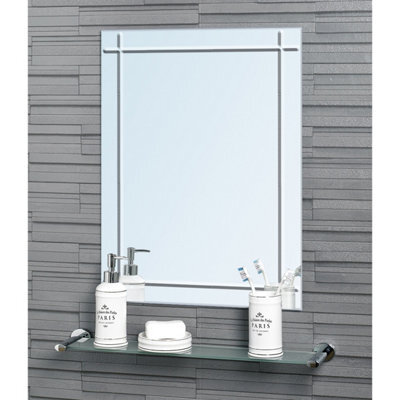 Showerdrape Marylebone Rectangular Wall Mounted Frameless Diamond Cut Bevelled Edge Bathroom Mirror 60 X 45Cm - image 1