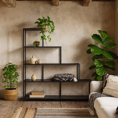 Wyld Haus El Paso Black Metal Frame Bookcase, 4-Shelf Step Design - image 1