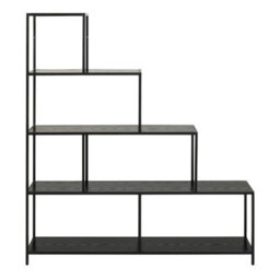 Wyld Haus El Paso Black Metal Frame Bookcase, 4-Shelf Step Design - thumbnail 2