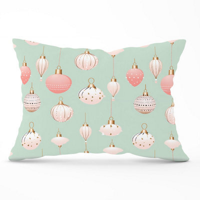 Warren Reed Designer Christmas Decorations Pink And Green Cushions 33Cm X 48Cm - image 1