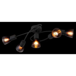 Luminosa Lighting Luminosa Satella Multi Arm Semi Flush Ceiling Lamp Matt Black Smoke Glass Shade 5X E14 - thumbnail 4