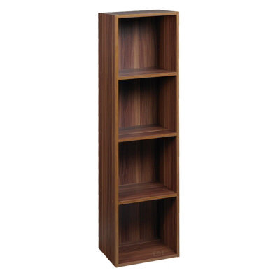 Urbn-Living Urbnliving Height 106Cm 4 Shelf Wooden Bookcase Shelving Colour Teak Display Storage Shelf Unit Shelves - image 1