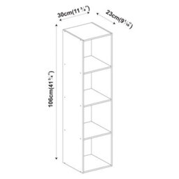Urbn-Living Urbnliving Height 106Cm 4 Shelf Wooden Bookcase Shelving Colour Teak Display Storage Shelf Unit Shelves - thumbnail 2