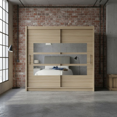 Bega Iii 180 Cm Sliding Door Wardrobe With Mirror Shelving And Hanging Rail Storage Sonoma - image 1