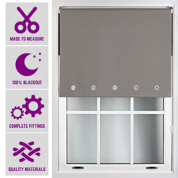Furnished Made To Measure Blackout Roller Blinds With Round Eyelets - Dark Grey Blind For Home And Office (W)150Cm (L)210Cm