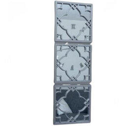 Biznest Set Of 3 Silver Moroccan Tile Mirrors Wall Art Square