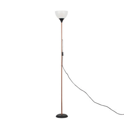 Valuelights Dalby Copper & Black Uplighter Floor Lamp With White Shade And Bulb - image 1