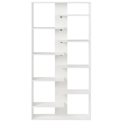 Wyld And Coco Novaliving 8-Tier White Bookcase, Open-Back Irregular Design, Particle Board Storage Unit, W90 X D29 X H180Cm - image 1
