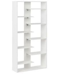 Wyld And Coco Novaliving 8-Tier White Bookcase, Open-Back Irregular Design, Particle Board Storage Unit, W90 X D29 X H180Cm - thumbnail 3