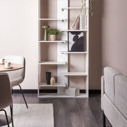 Wyld And Coco Novaliving 8-Tier White Bookcase, Open-Back Irregular Design, Particle Board Storage Unit, W90 X D29 X H180Cm - thumbnail 2