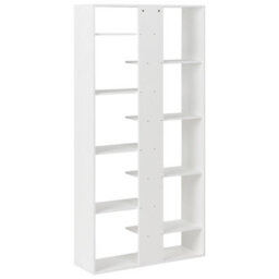 Wyld And Coco Novaliving 8-Tier White Bookcase, Open-Back Irregular Design, Particle Board Storage Unit, W90 X D29 X H180Cm - thumbnail 5