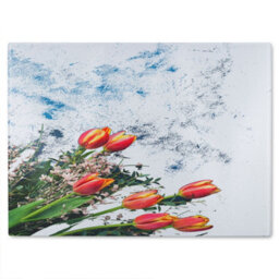 Benjamin Tate Design Flowers On Marble Glass Chopping Boarddesigner Style - thumbnail 1