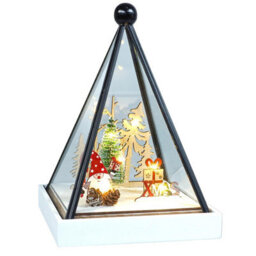 Light Up Festive Gonk Scene In Triangle Hurricane Glass Holder - Battery Powered Christmas Decoration With Warm Led Lights - thumbnail 5