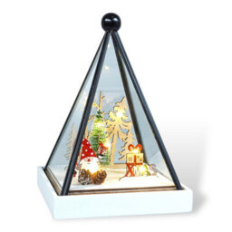 Light Up Festive Gonk Scene In Triangle Hurricane Glass Holder - Battery Powered Christmas Decoration With Warm Led Lights - thumbnail 6