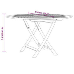 Vidaxl Folding Garden Table 110X110X75 Cm Solid Wood Teak - thumbnail 8