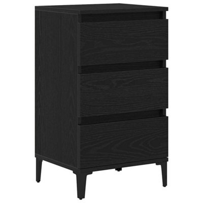 Berkfield Modern Bedside Cabinet Black Oak 40X35X70 Cm Engineered Wood - image 1