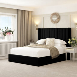 Bed Choices Madison Storage Bed Frame With Metal Ottoman Gas Lift - Double (Black) - thumbnail 1