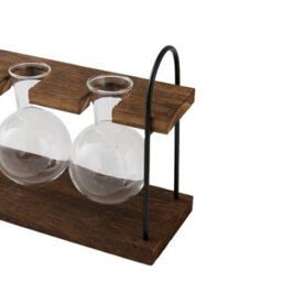 Living And Home 3 Pack Desktop Glass Bulb Vase Wooden Metal Stand Hydroponic Plant Propagation Station Decor - thumbnail 6