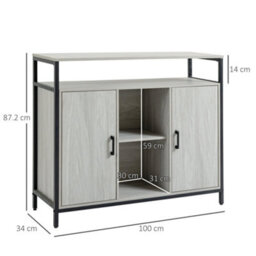 Wyld Haus Vara Light Grey Sideboard With Steel Frame - 2 Doors, 4 Shelves, L100 X D34 X H87.2Cm - thumbnail 3