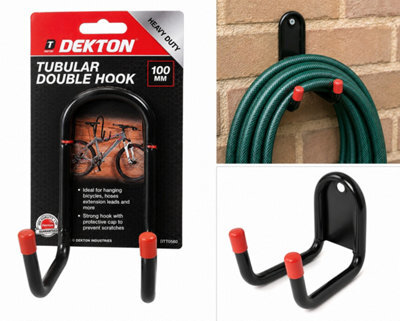 SuperGift.com Dekton 100mm Tubular Double Hook Heavy Duty Wall Storage Hook For Garage, Shed & Workshop
