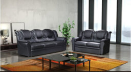 Texas 3+2 Sofa Set Black Faux Leather - thumbnail 1