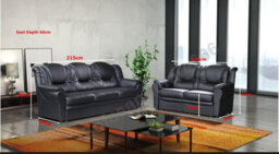 Texas 3+2 Sofa Set Black Faux Leather - thumbnail 2
