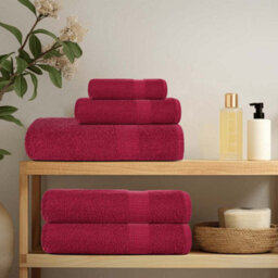 Berkfield Bath Towels 2 Pcs Bordeaux 100X150 Cm 360 Gsm 100% Cotton - thumbnail 3