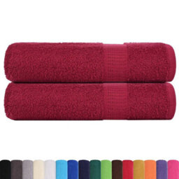 Berkfield Bath Towels 2 Pcs Bordeaux 100X150 Cm 360 Gsm 100% Cotton - thumbnail 2