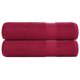 Berkfield Bath Towels 2 Pcs Bordeaux 100X150 Cm 360 Gsm 100% Cotton - thumbnail 1