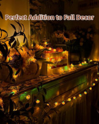 4 Pack 3M 30 Led Twinkling 3D Pumpkin String Lights, Battery Powered Orange Pumpkin Fairy Lights, Holiday Decorative Light Strings - thumbnail 6