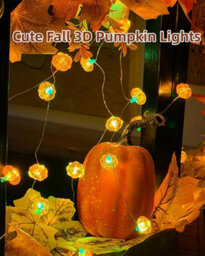 4 Pack 3M 30 Led Twinkling 3D Pumpkin String Lights, Battery Powered Orange Pumpkin Fairy Lights, Holiday Decorative Light Strings - thumbnail 4