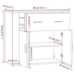 Vidaxl Sideboard Sonoma Oak 80X33X70 Cm Engineered Wood - thumbnail 9