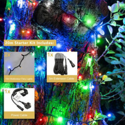 Christmas Tree World Crownvine 20M Fairy Lights Starter Set - 200 Leds Multicolour - Black Rubber Cable - thumbnail 2