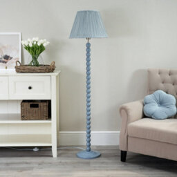 Valuelights Bobbles Powder Blue Bobbin Floor Lamp With Blue Pleated Shade - thumbnail 4
